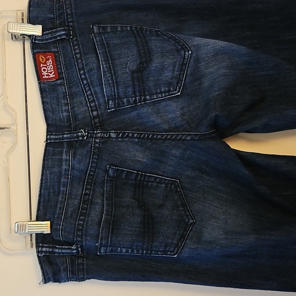 VTG HOT KISS 1970s Faded Dark Wash Low Rise Flare Jeans - Picture 7 of 13